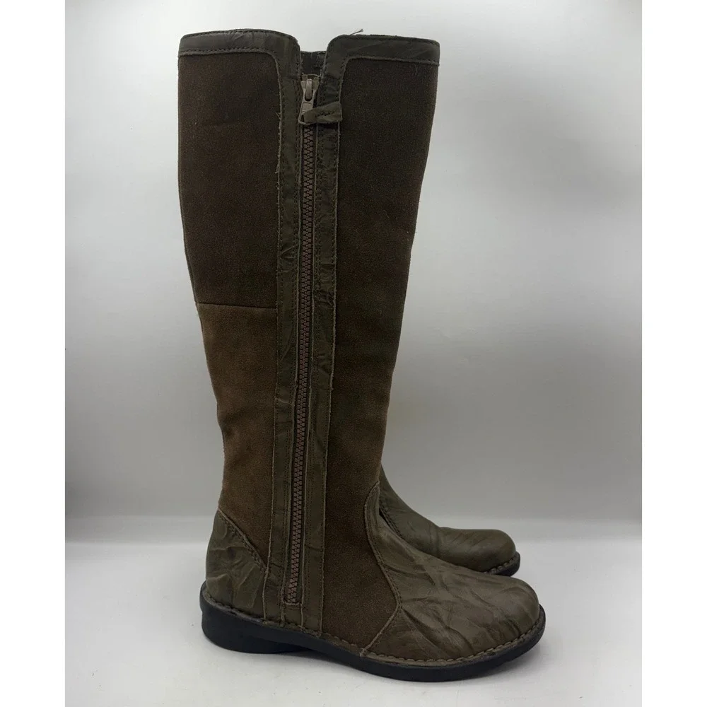 Clarks Nikki Park Green‎ Suede Leather Knee High Side Zip Boots Womens Size 6.5M